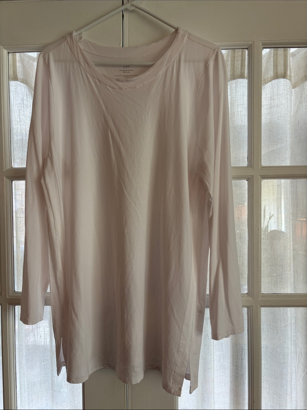 J. Jill Women's Long Sleeve Crewneck Top - Light cream